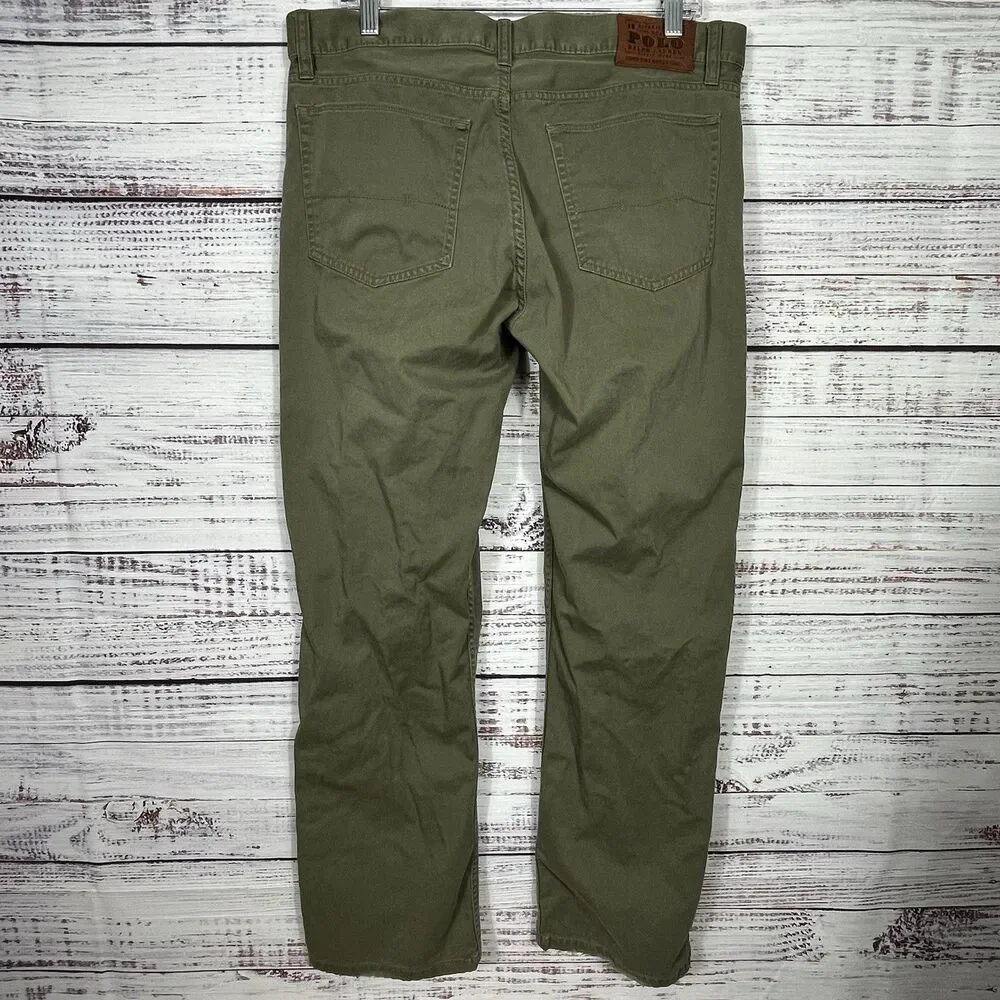 Polo Ralph Lauren 650 Straight Fit 5-Pocket Pants Mens 34x32 Green Flat Front